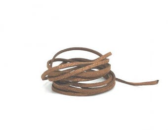 10 m suede Brown with 3mm gold glitter