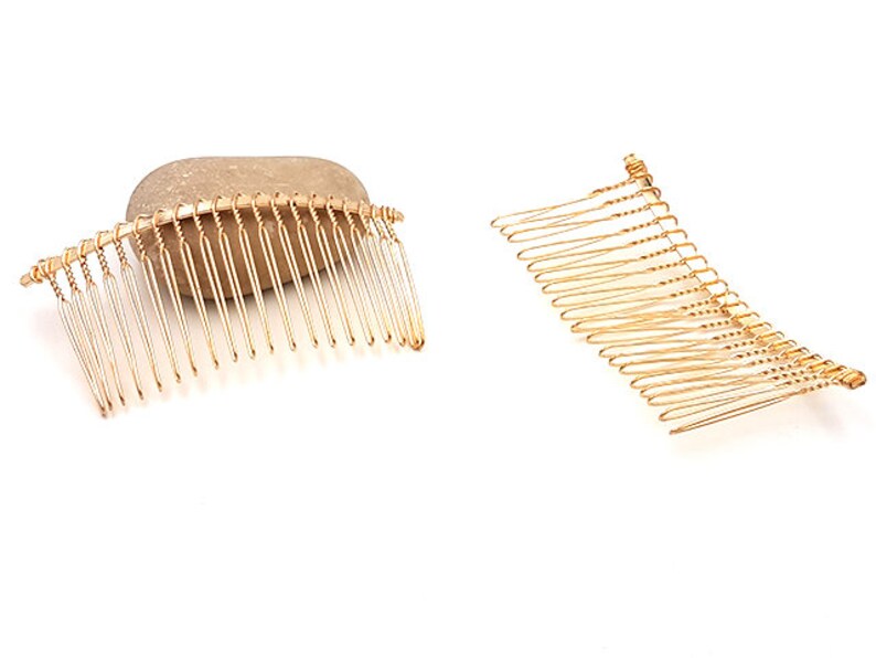 10 Combs hair 78mm colour gold gilt