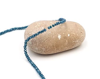 195 faceted 2.5 mm colored glass beads dark steel blue