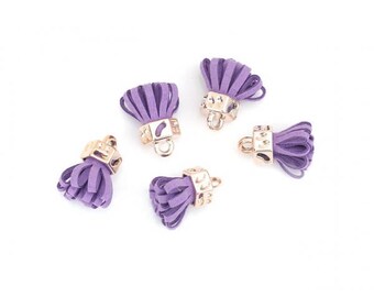 10 tassels velvet purple and gold clear 25mm