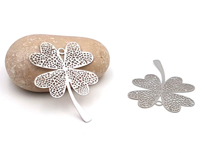 10 45x31mm platinum silver 4 leaf clover prints