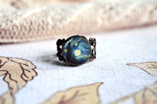 Van Gogh The Starry night adjustable ring, antique silver or antique bronze. Choose your finish