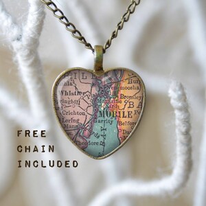 Karte-Form Herz Mobile Alabama. Romantische Geschenk-Anhänger. Kostenlose passende Kette ist enthalten.