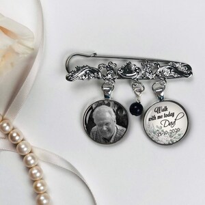 Tuxedo Memorial Photo Charm. Bridal Bouquet Pin. Groom Memorial Lapel Pin. Wedding Bouquet Photo Charm.