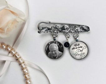 Tuxedo Memorial Photo Charm. Bridal Bouquet Pin. Groom Memorial Lapel Pin. Wedding Bouquet Photo Charm.