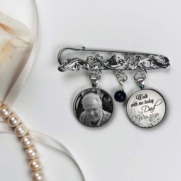 Tuxedo Memorial Photo Charm. Bridal Bouquet Pin. Groom Memorial Lapel Pin. Wedding Bouquet Photo Charm.