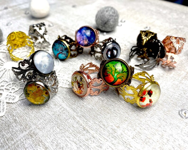 Queen Bee adjustable ring antique silver or antique bronze Choose your finish