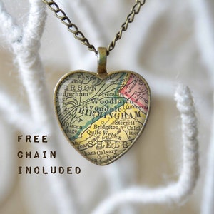Karte-Form Herz Birmingham Alabama. Romantische Geschenk-Anhänger. Kostenlose passende Kette ist enthalten.