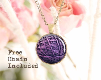 Knit lover's necklace. Romantic gift pendant. Free matching chain is included.