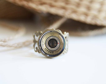 Old camera lens image adjustable ring, antique silver or antique bronze, photographers gift
