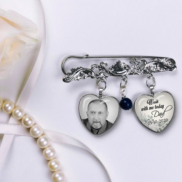 Custom Memorial Groom Lapel Pin. Memorial Gift. Wedding Bouquet Photo Charm. Memorial Boutonniere Photo Charm. Bridal Bouquet Pin.