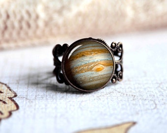 Jupiter adjustable ring, antique silver or antique bronze. Choose your finish