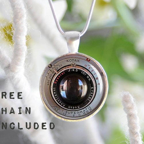 Old Camera Lens Image Necklace. Photographers Gift Pendant. Etsy Canada