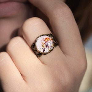 Van Gogh The Starry night adjustable ring, antique silver or antique bronze. Choose your finish image 3