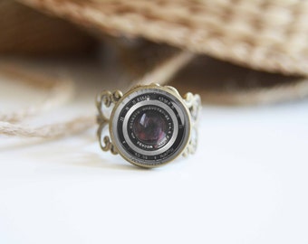 Old camera lens image adjustable ring, antique silver or antique bronze, photographers gift