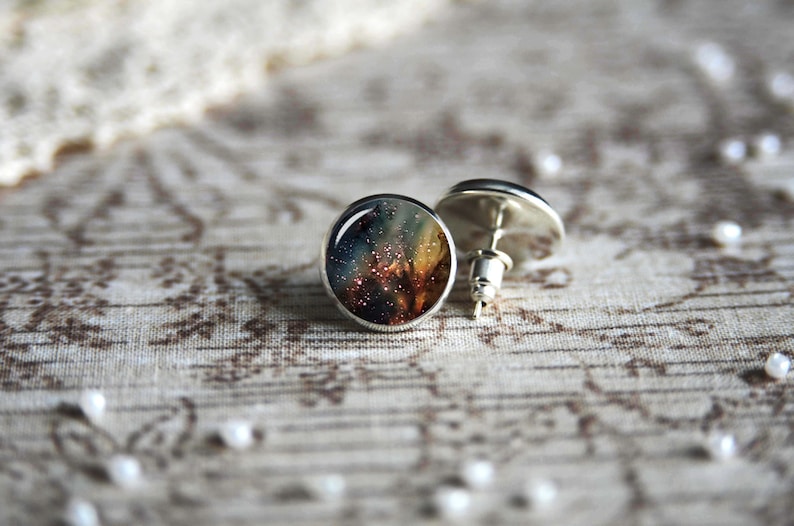 antique silver or antique bronze Colorful floral pattern adjustable ring Choose your finish
