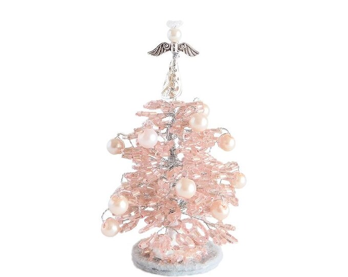8cm Beaded Light Pink Mini Christmas Tree With Angel Topper & Etsy Canada