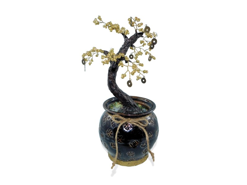 24cm Beaded Golden Money Tree With Chinese Coins In Ceramic Etsy - image 0