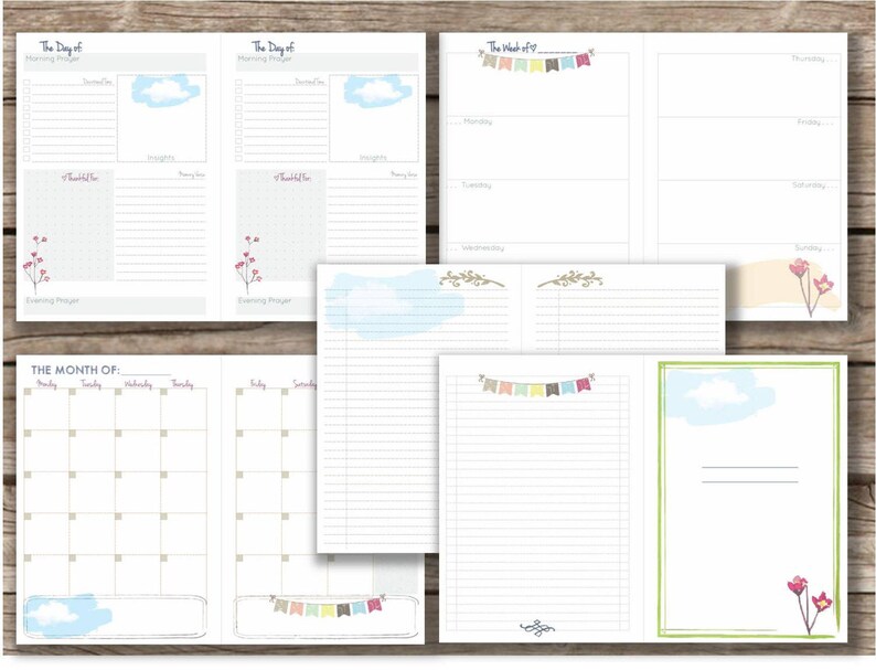 A6 planner printable inserts travelers notebook pages undated Etsy