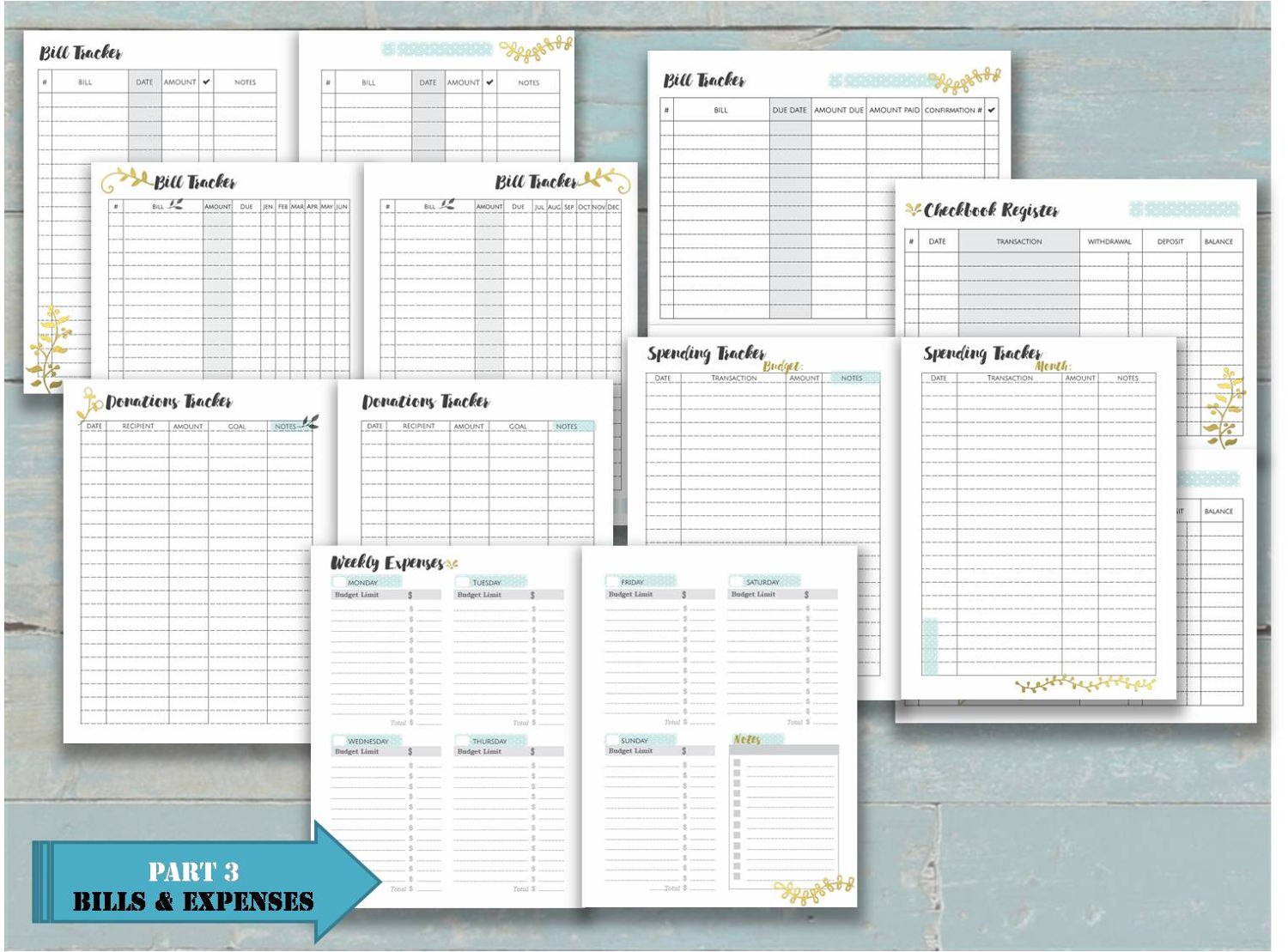 Recollections planner inserts personal digital bill organizer Etsy