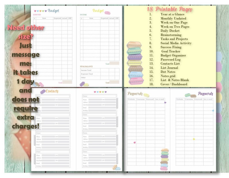 Recollections planner inserts zipper creative year printable Etsy