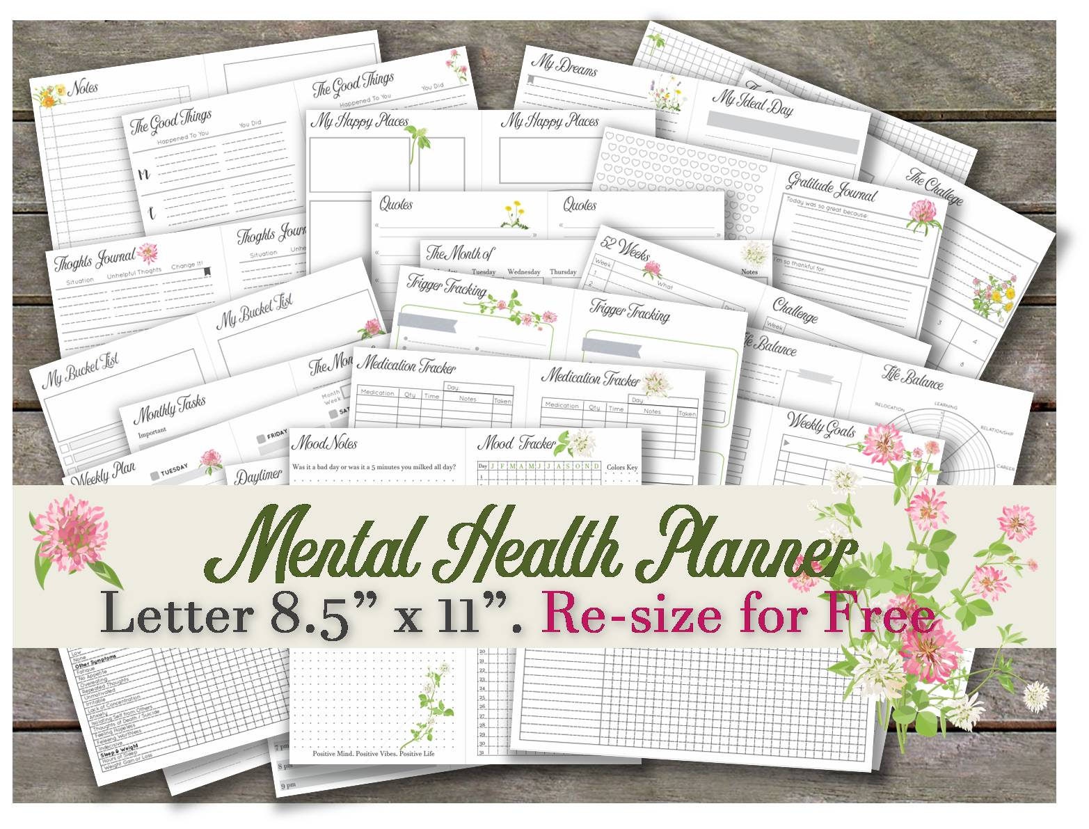 Letter size planner printables binder insert notebook weekly Etsy
