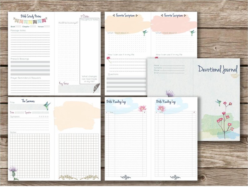 B6 Slim printable inserts Devotional journal planner book for Etsy