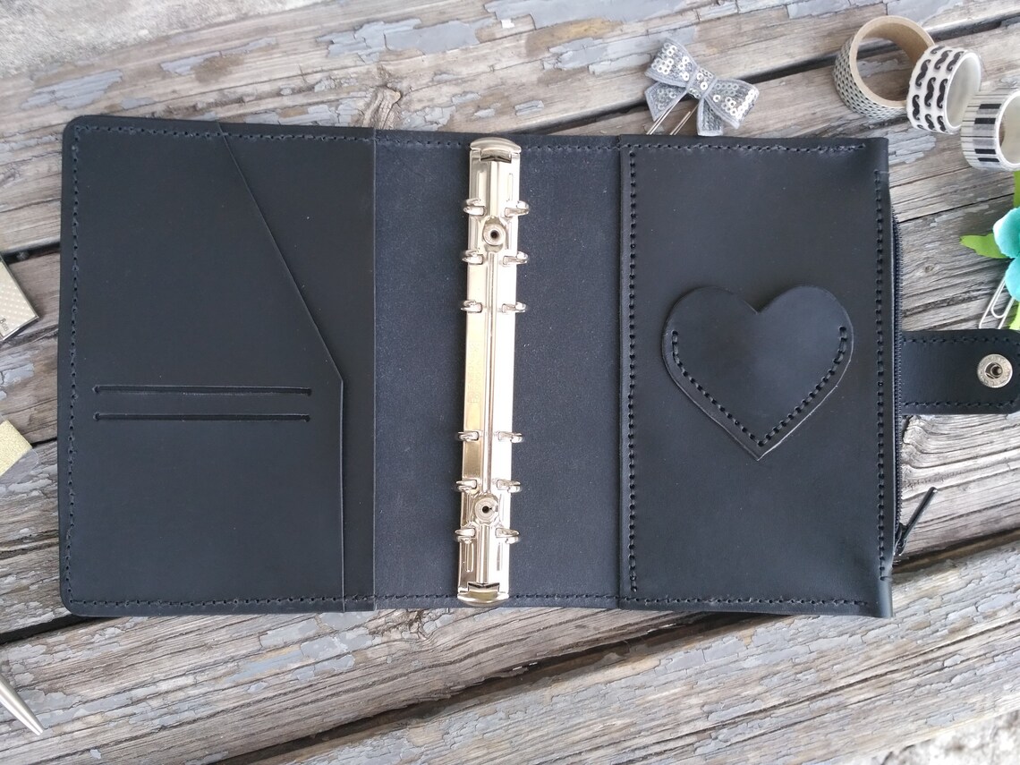 B6 notebook cover ring binder planner refillable leather with Etsy
