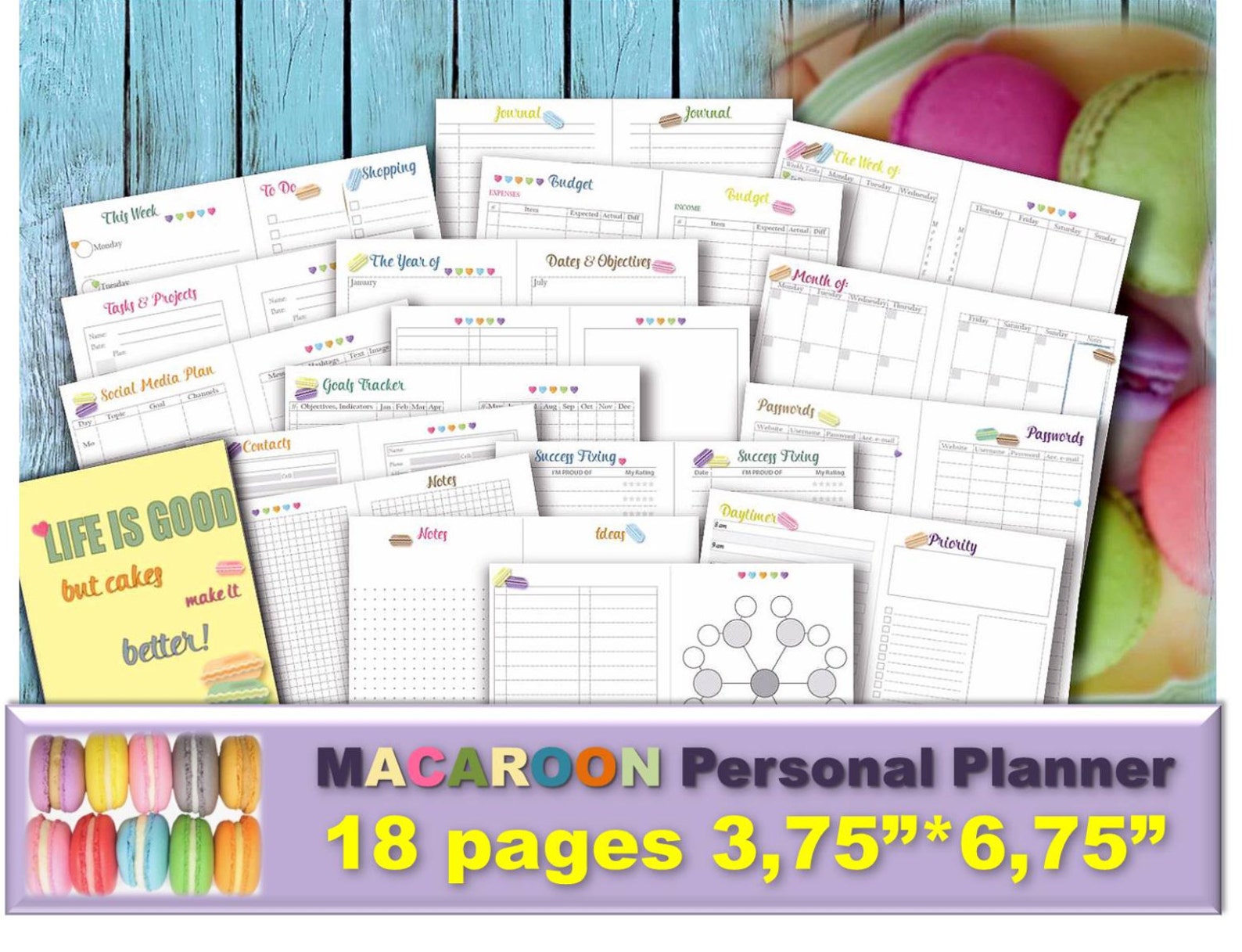 Filofax Personal inserts size planner daily macaron sized cute Etsy
