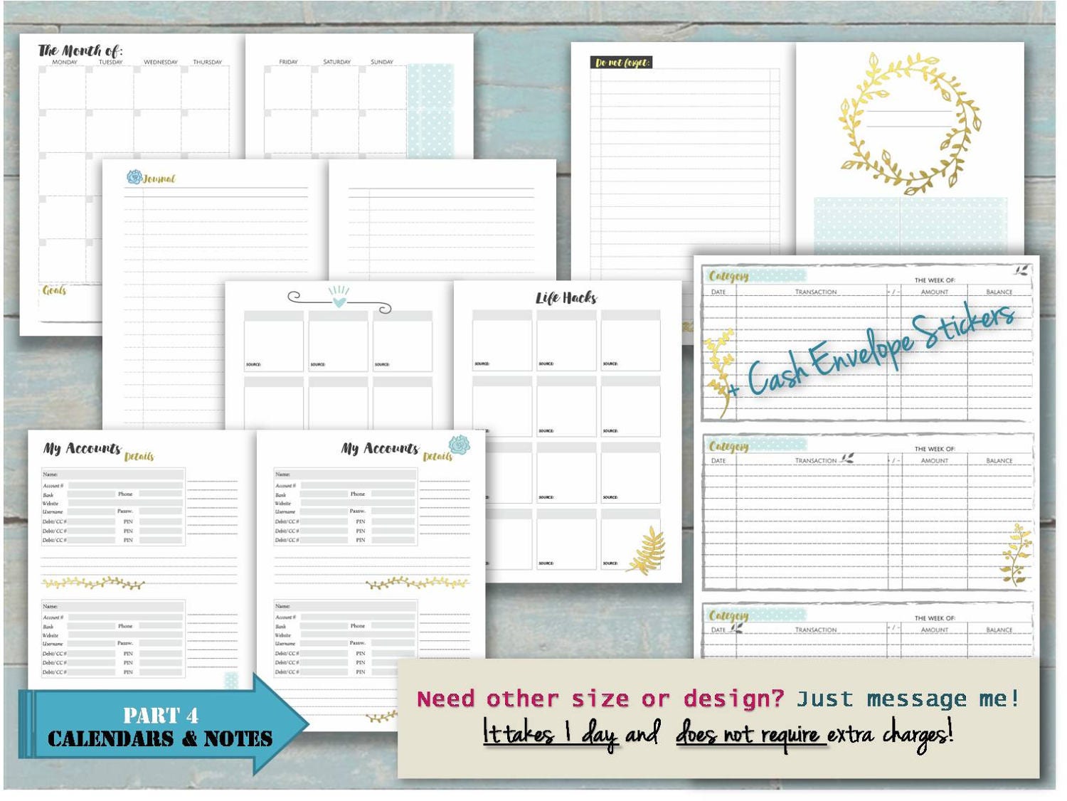 Recollections planner inserts personal digital bill organizer Etsy