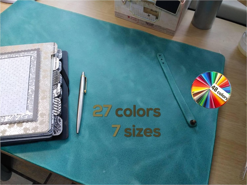 Desk Blotter Leather Pad Turquoise Blue Large Cover Cubicle Decor Accessories Choice Of 7 Sizes And 27 Colors