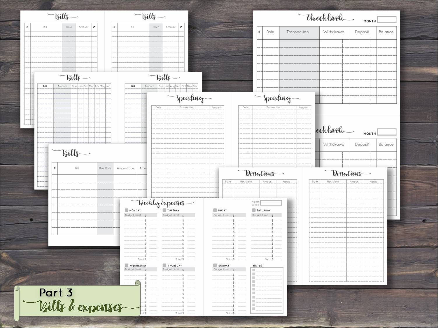 B6 travelers notebook inserts printable budget planner Etsy