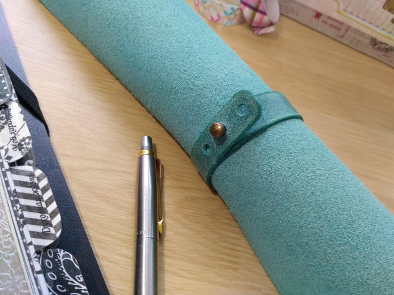 Desk blotter leather pad turquoise blue large desk cover ...