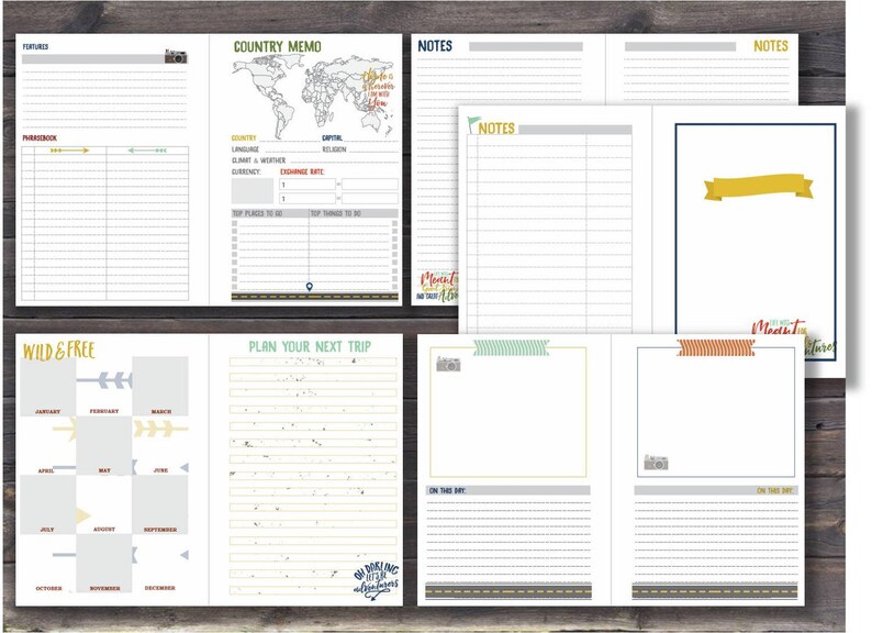 Travel journal inserts vacation planner A4 binder countdown Etsy