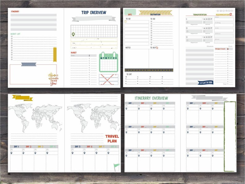 Travel journal inserts vacation planner A4 binder countdown Etsy