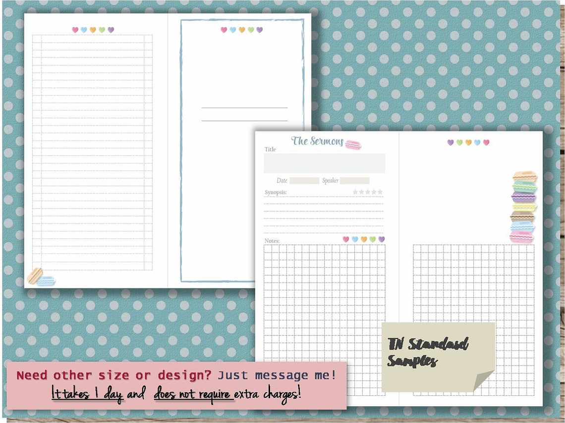 Sermon notes journal pdf template printable notebook page | Etsy