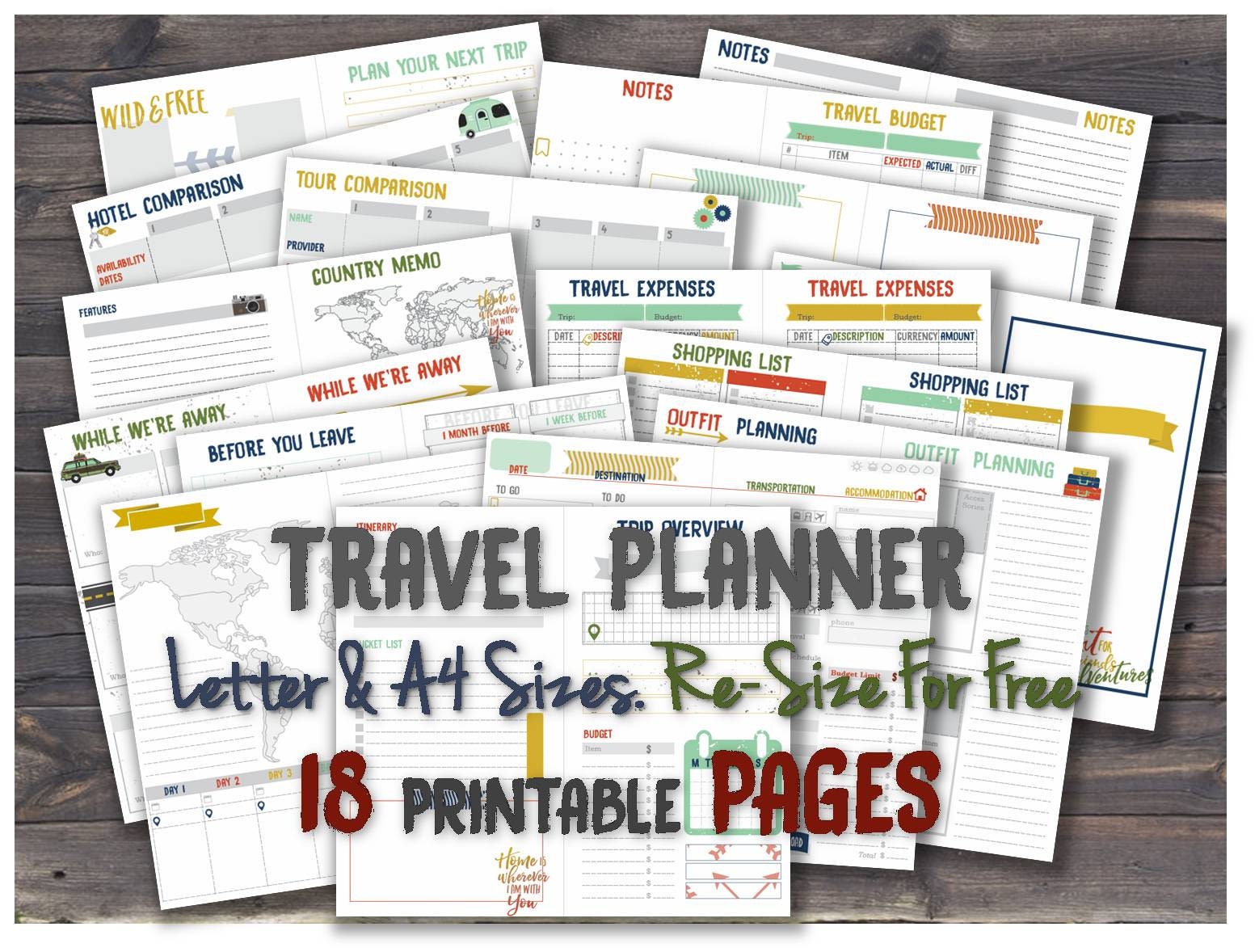 Travel journal inserts vacation planner A4 binder countdown Etsy