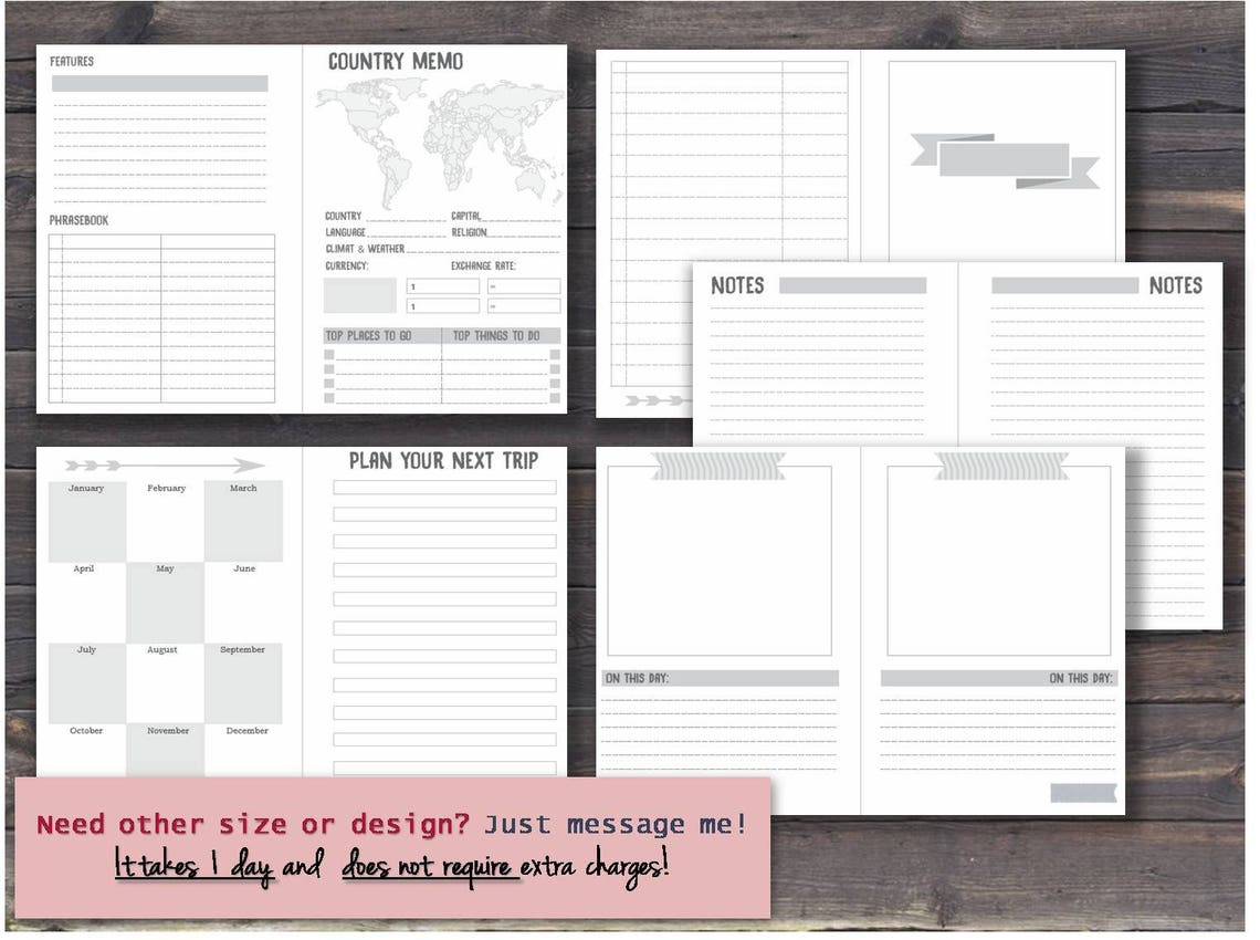 Travel planning journal inserts notebook midori wallet daily Etsy