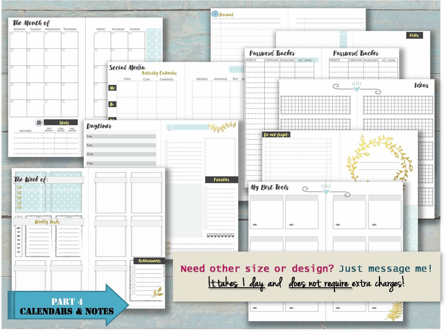 Planner inserts a5 printable binder pages bundle a5 weekly | Etsy