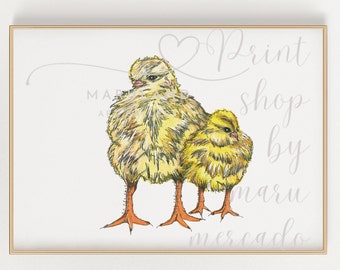 Little chickens, Print, Unframed art,