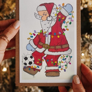 Christmas Cards, 5x8 , Set of 4, Yoga Santa, Music Santa, Reading Santa, Teacher Santa, Soccer Santa, Select your set image 6