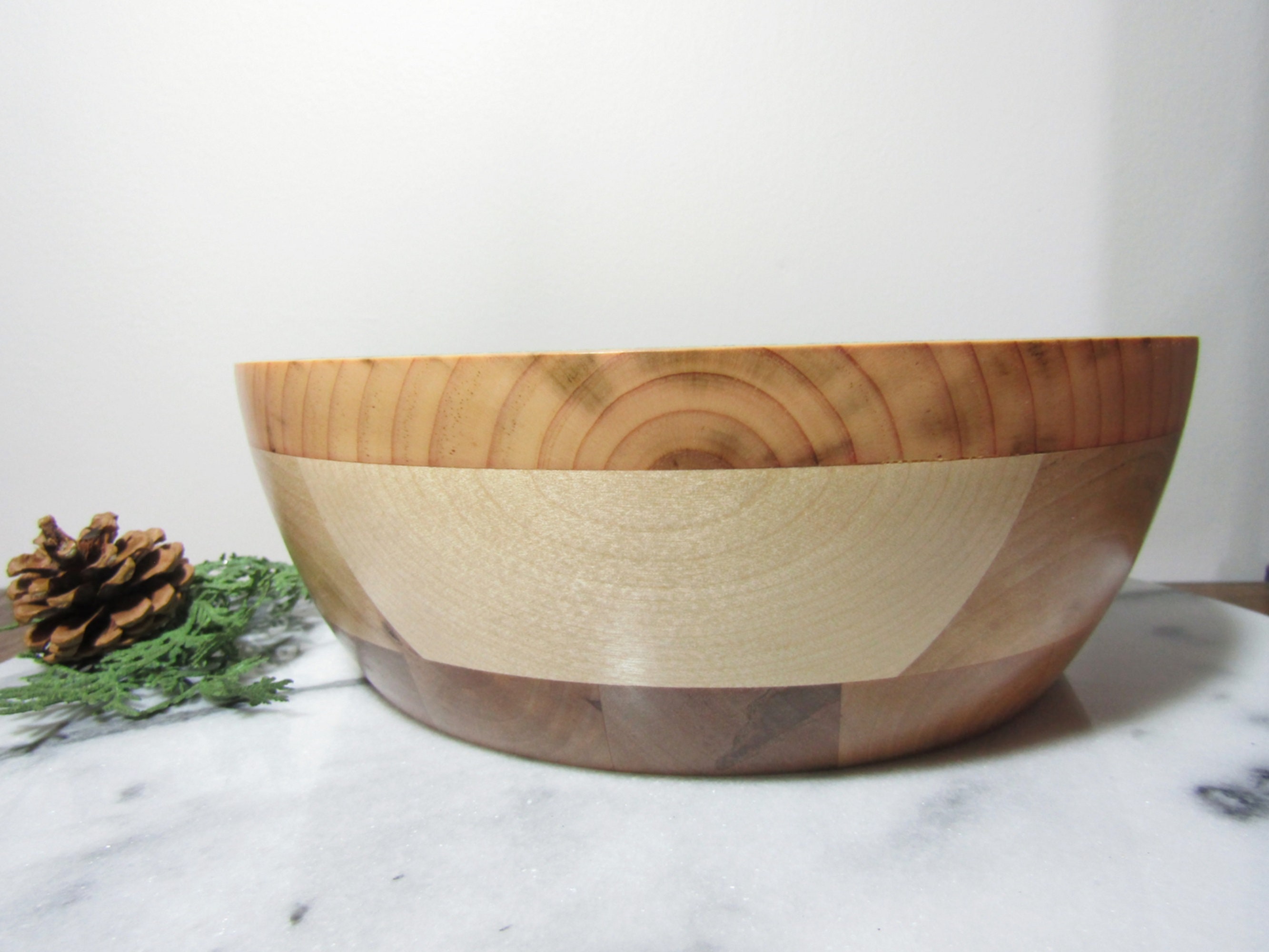 Upcycled Wood Bowl Turquoise Inlay Hand Turned Wood Etsy