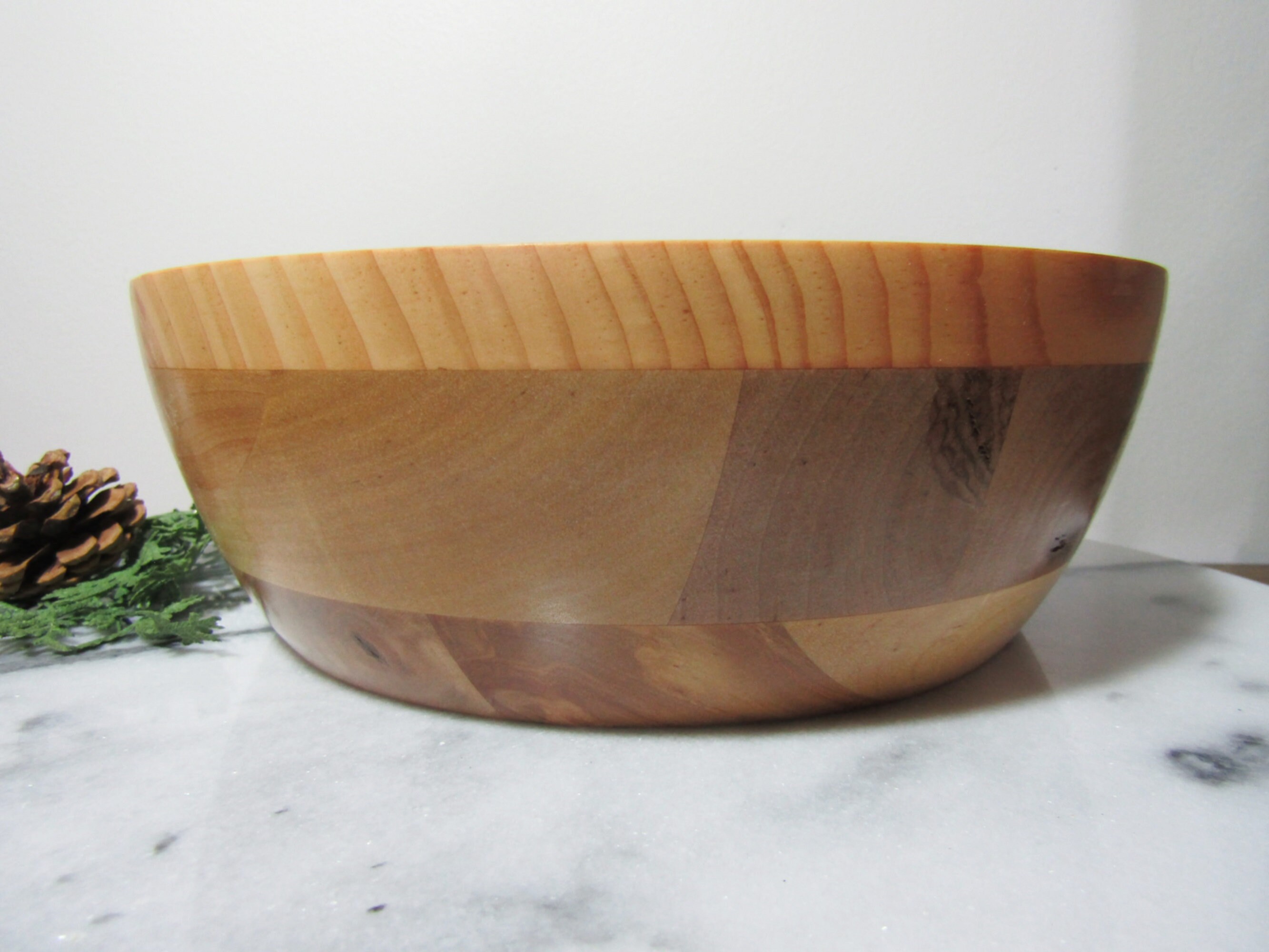 Upcycled Wood Bowl Turquoise Inlay Hand Turned Wood Etsy