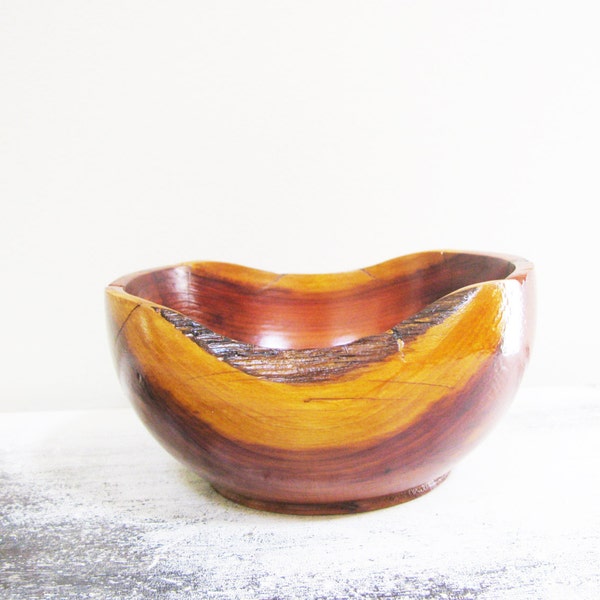 Decorative Wood Bowl  Hand Turned Cedar  Rustic Home Decor  Autumn Shelf Accent  Desk Organization  Gifts Under 25  Wooden Gift
