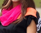 Stripe Scarf Bold Stylish Pink Tangelo Black Bagabook Trendy Diva Stripe pattern