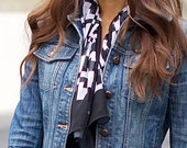 Black and White Scarf Timeless Houndstooth Liquorice Design Trendy Georgette Fashion Bagabook