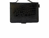 Kindle 6 inch Ebook Reader Cover Case Bagabook Trendy Black Croc Design w Unique Hand Strap for Easy Use