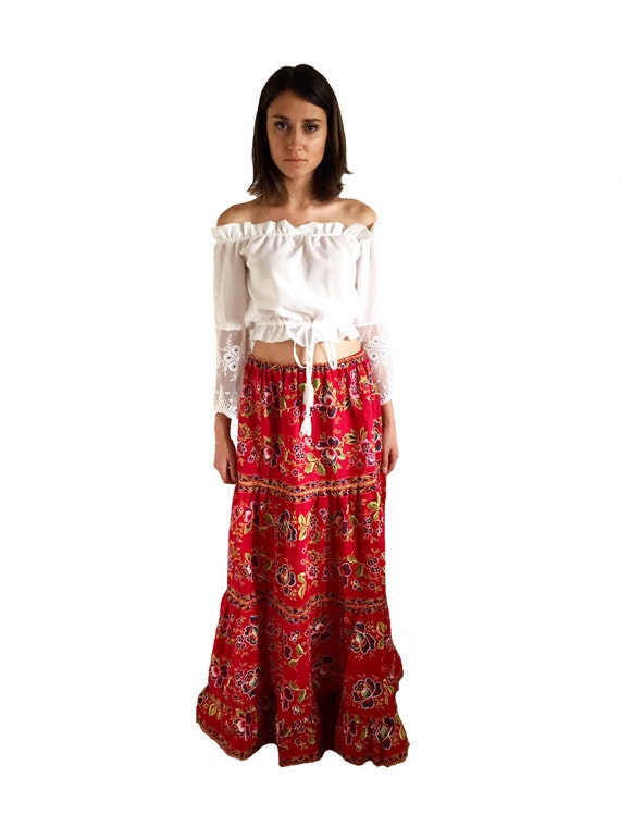 red festival skirt