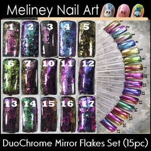 Duochrome Flakes Chameleon Nail Art color Mirror powder changing Glitter Sets Decoration supplies thin chrome foil unicorn galaxy