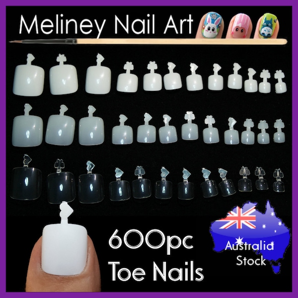 600pc Toe Nails Full Cover False Square Nail Tips Manicure Acrylic gel DIY Clear white natural fake nails long press on nails